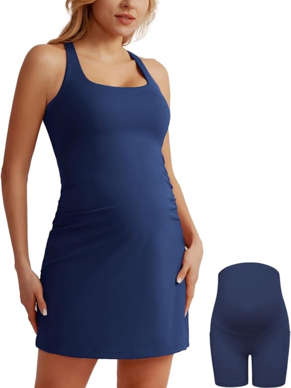 Maacie Maternity Tennis/Athleisure Dress with Shorts in Navy, Pockets, sz Large